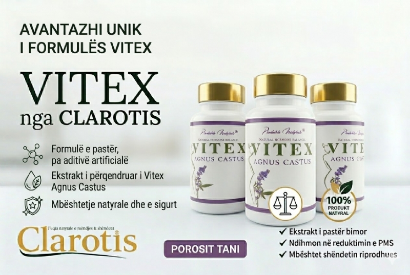 Vitex agnus castus kapsula per femra nga Clarotis, suplement per hormone pa kimikate, pms ndihme natyrale, balancim natyral i trupit, produkt suplement ditor femra, kapsula vegane per mbeshtetje hormonale, suplement me kapsula per shendet